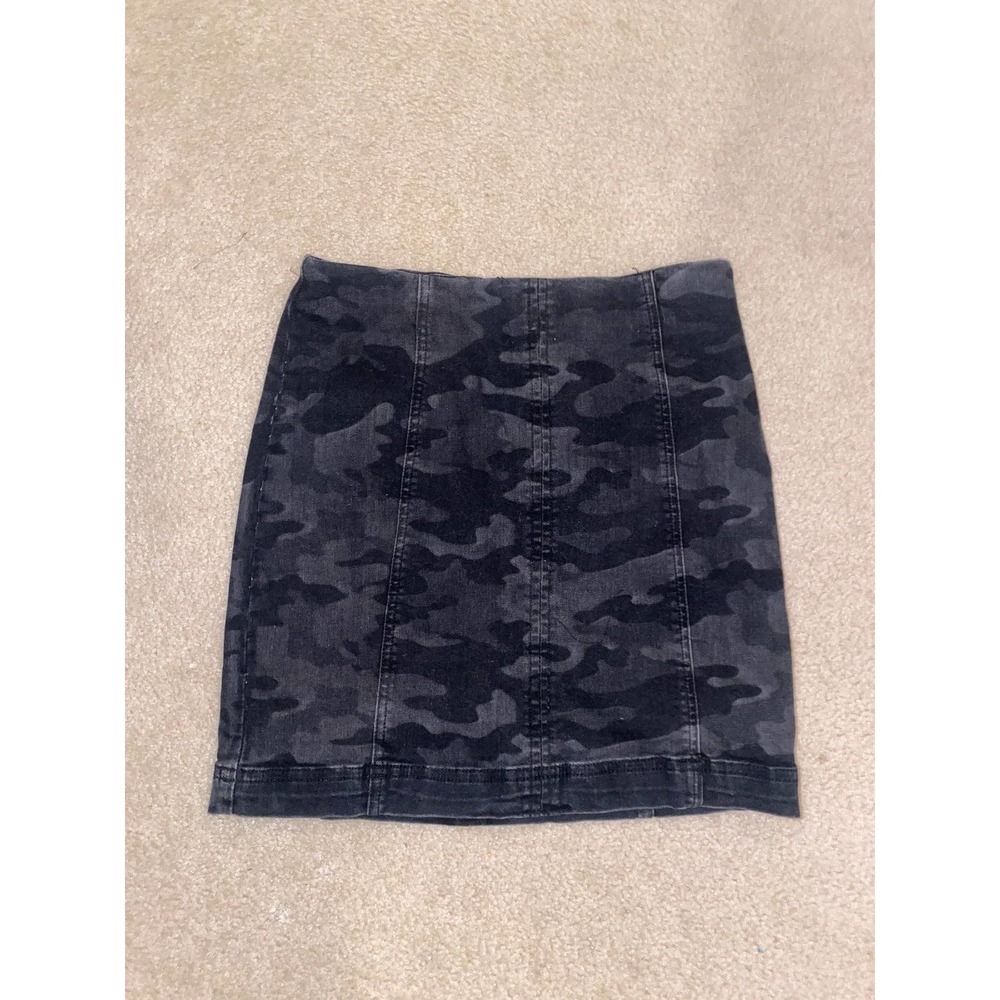 Gray Camo Denim Skirt
